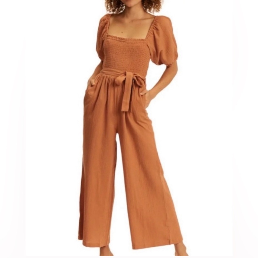 Billabong Rust Color Puffed Sleeve square neck Jumpsuit